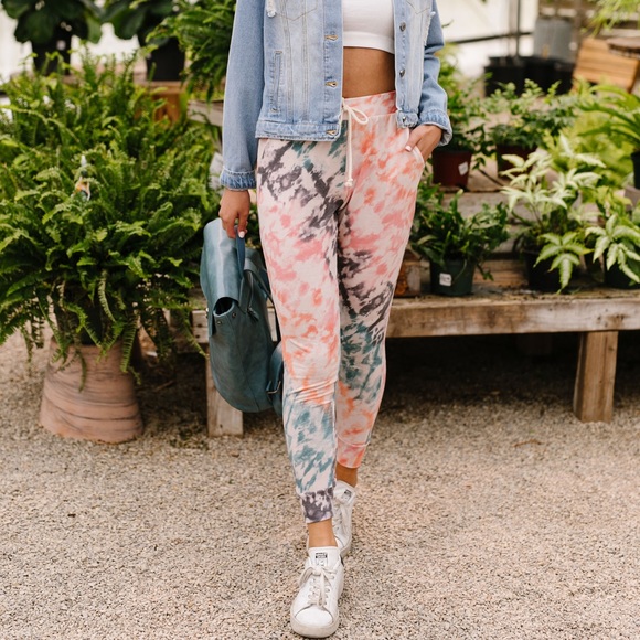 Coral Tie Dye Joggers - Picture 9 of 10